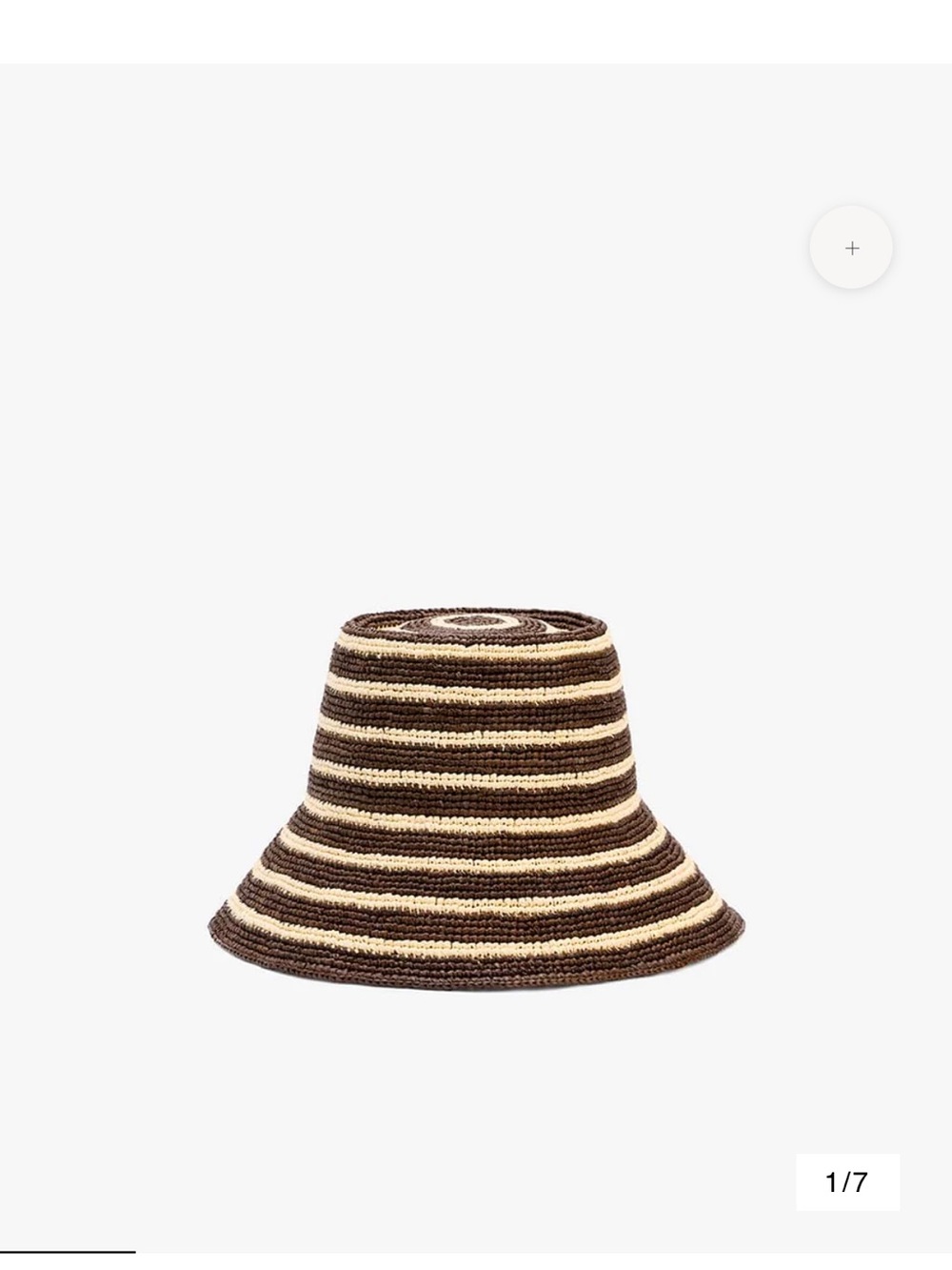 Janessa Leone Brown and Cream Striped Crochet Bucket Hat